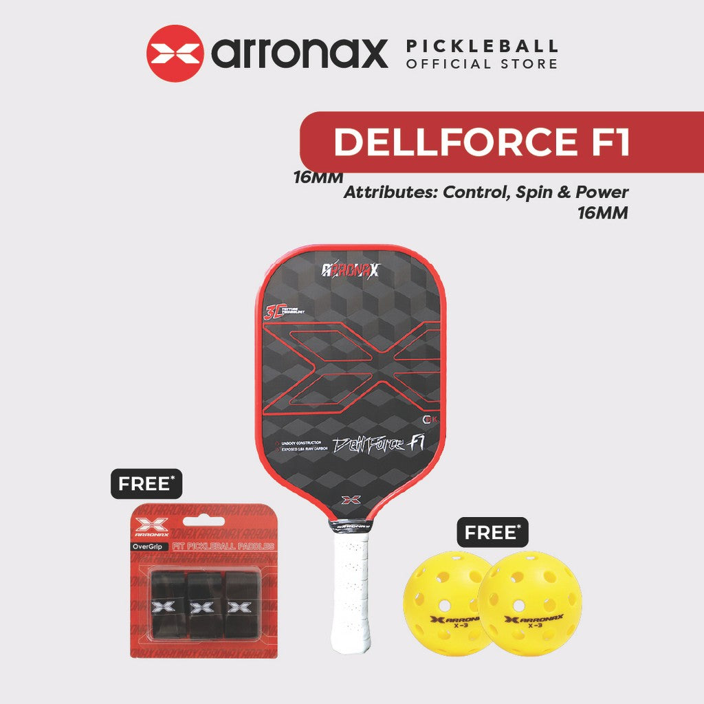 ARRONAX DETTFOREC F1 18K Carbon Fiber Control & Power Pickleball Paddle (16mm)