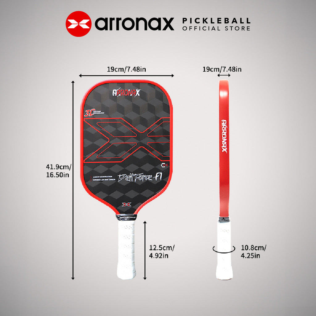 ARRONAX DETTFOREC F1 18K Carbon Fiber Control & Power Pickleball Paddle (16mm)